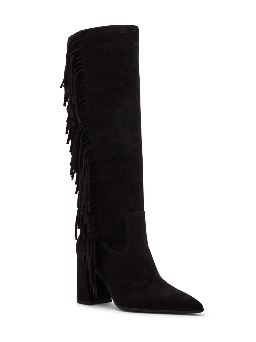Madden Girl Black Suede Fringe Over-The-Knee Boot